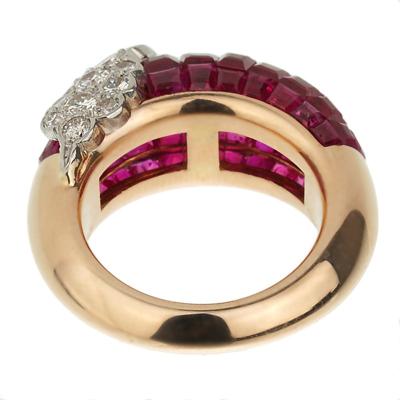 Van Cleef & Arpels Mystery Ruby Diamond French Cocktail Ring Sz 4 214ab73ha