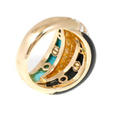 Van Cleef & Arpels Onyx Turquoise Diamond Gold Bombe Ring 0000525