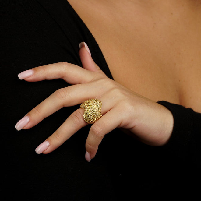 Van Cleef & Arpels Pave Golden Sapphire Gold Ring 0000226