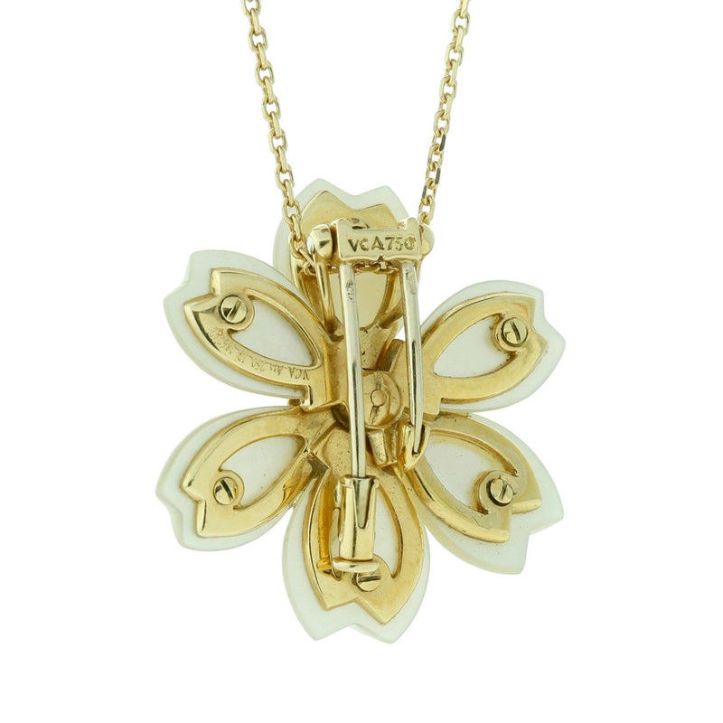 Van Cleef Arpels Rose de Noel Gold Diamond Necklace 0000352