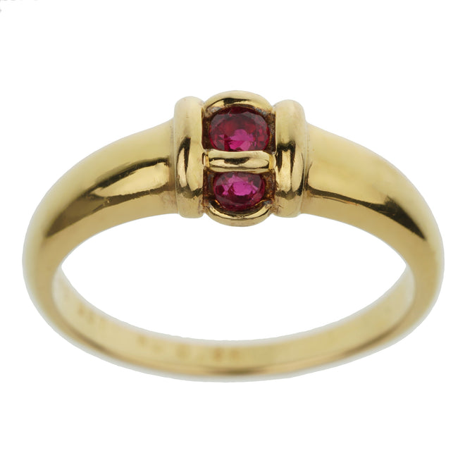 Van Cleef & Arpels Ruby Yellow Gold Band Ring Sz 5 0003352