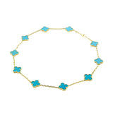 Van Cleef Arpels Turquoise Alhambra Gold Necklace 0000348