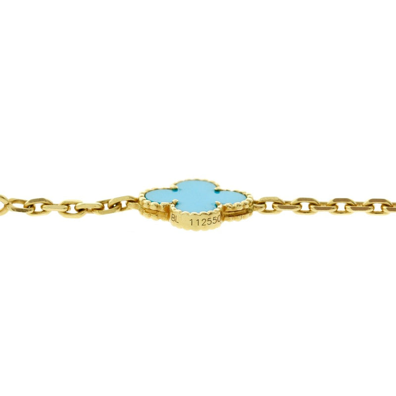 Van Cleef Arpels Turquoise Alhambra Gold Necklace 0000348