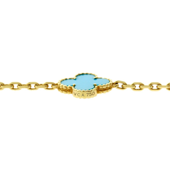 Van Cleef Arpels Turquoise Alhambra Gold Necklace 0000348