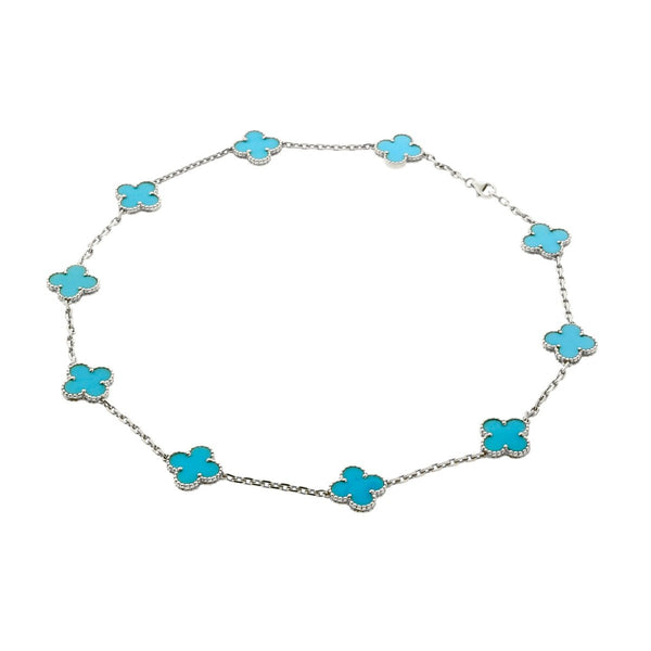 Van Cleef Arpels Turquoise Vintage Alhambra Necklace 0000347