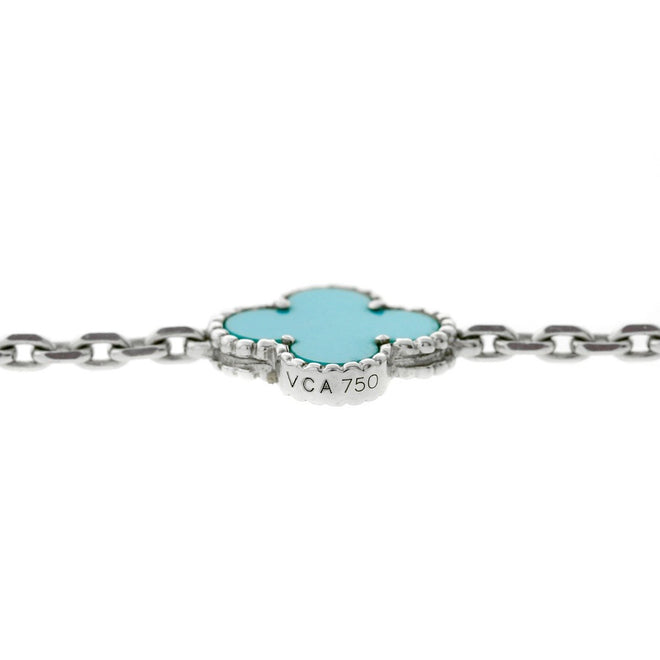 Van Cleef Arpels Turquoise Vintage Alhambra Necklace 0000347