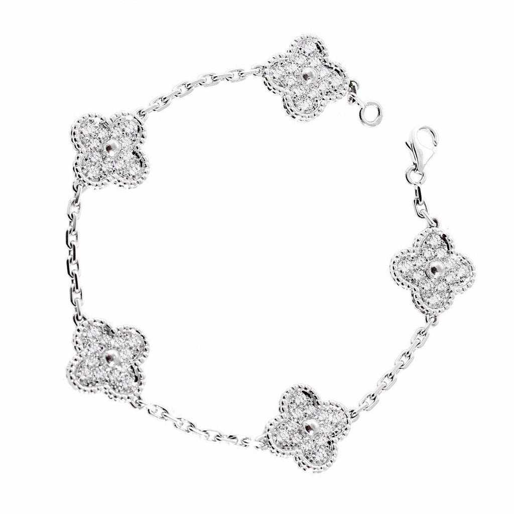 Van Cleef Arpels Vintage Alhambra Diamond White Gold Bracelet