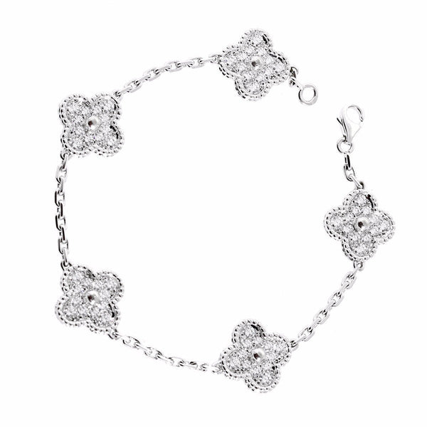 Van Cleef & Arpels Vintage Alhambra Diamond White Gold Bracelet