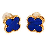 Van Cleef Arpels Vintage Alhambra Lapis Gold Earrings 00VNC10019