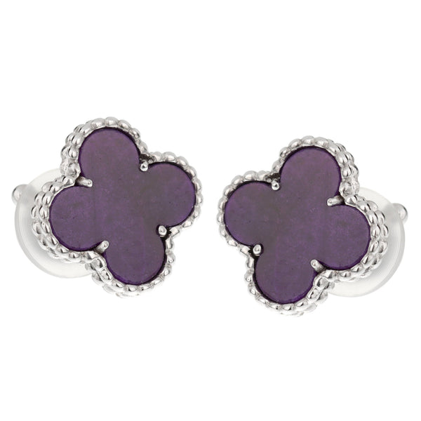 Van Cleef Arpels Vintage Alhambra White Gold Sugilite Earrings lb65