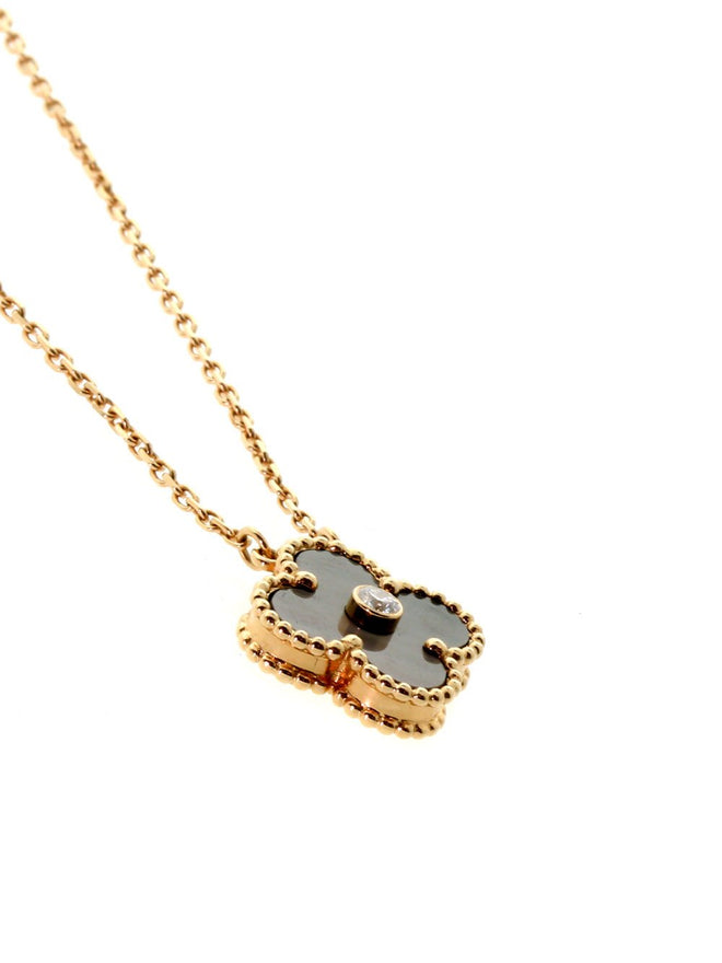 Van Cleef & Arpels Vintage Diamond Alhambra Necklace Rose Gold 00VNC7699