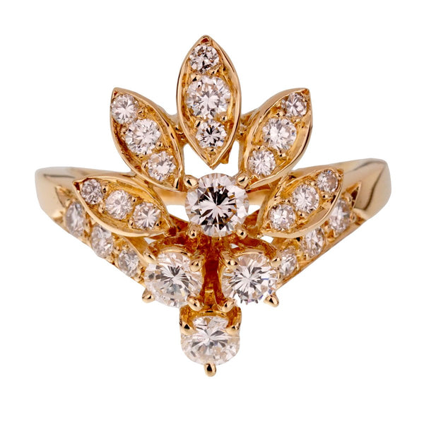 Van Cleef & Arpels Vintage Diamond Cocktail Yellow Gold Ring 0001901