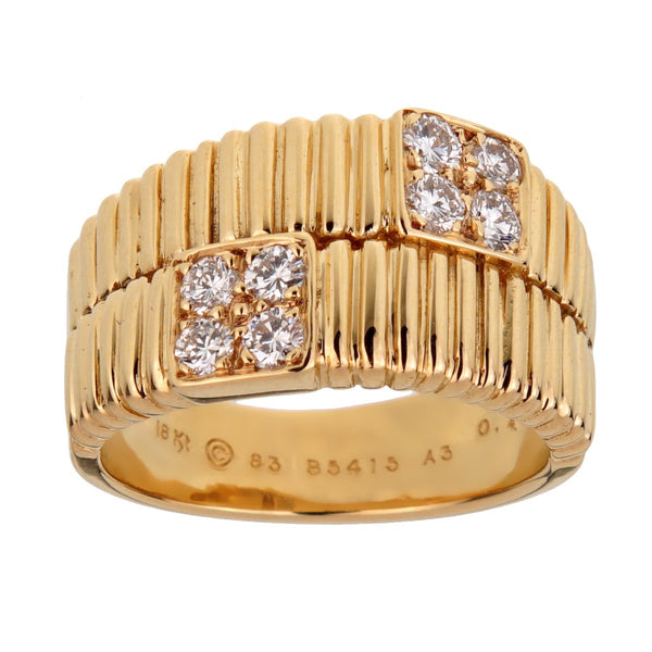 Van Cleef Arpels Vintage Gold Ribbed Diamond Ring 0001768