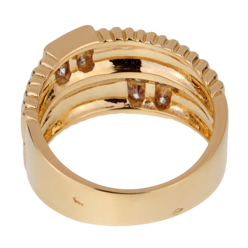 Van Cleef Arpels Vintage Gold Ribbed Diamond Ring 0001768