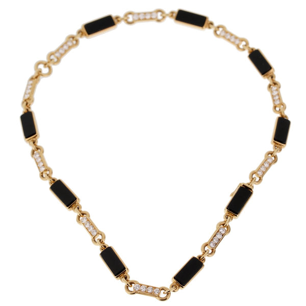 Van Cleef & Arpels Vintage Onyx Diamond Choker Gold Necklace 0002695