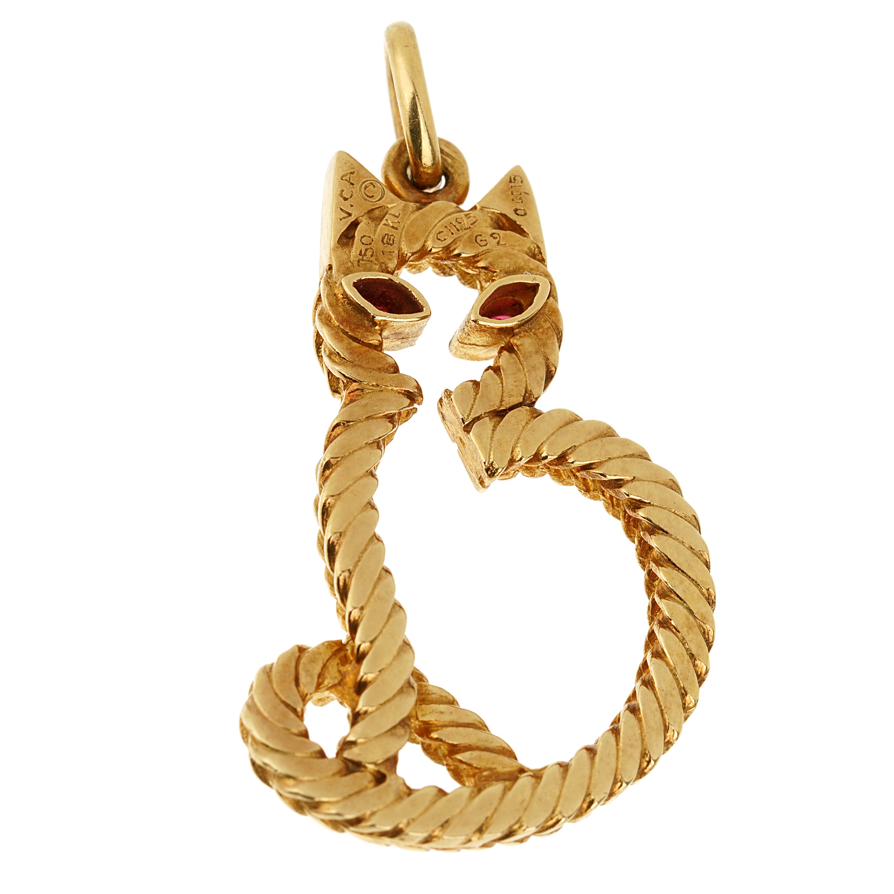 Van Cleef & Arpels Vintage Yellow Gold Cat Pendant Necklace Opulent