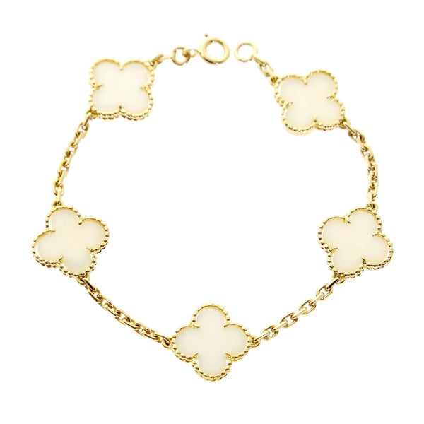 Van Cleef Arpels White Coral Alhambra Bracelet 0000399