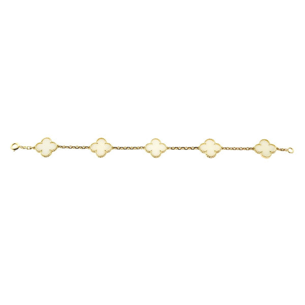 Van Cleef Arpels White Coral Alhambra Bracelet 0000399