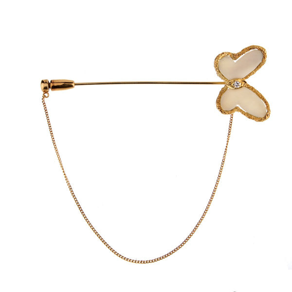Van Cleef Arpels White Coral Gold Butterfly Brooch 0000901