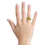 Van Cleef & Arpels Yellow Sapphire Emerald Gold Bombe Ring 0000225
