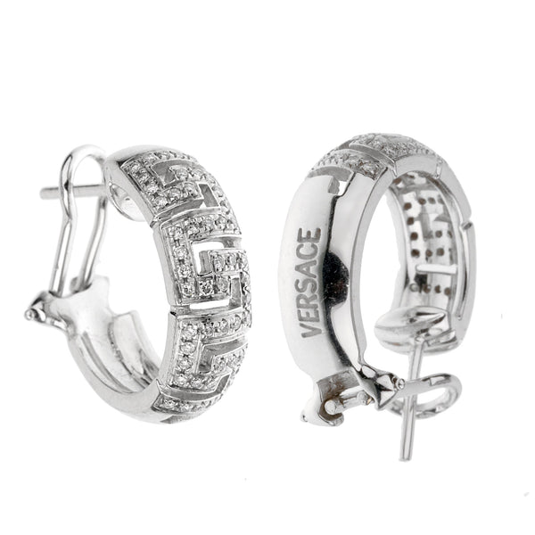 Versace White Gold Diamond Hoop Earrings 0003233