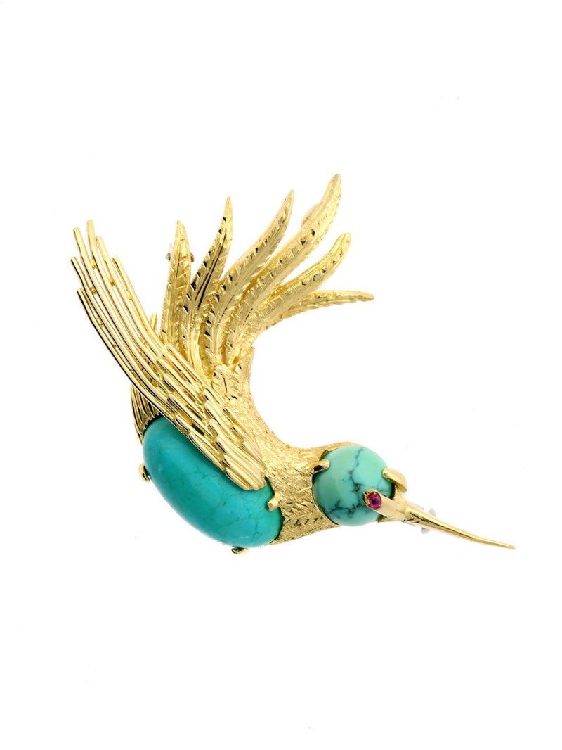 Vintage Cartier Gold Hummingbird Brooch 0000071