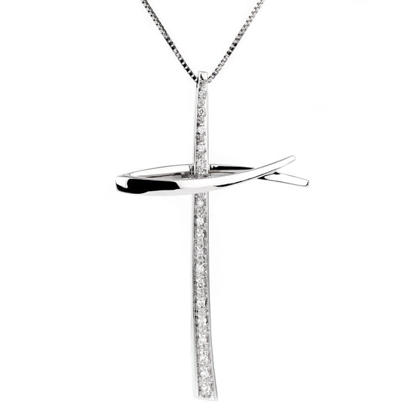 Yukiko Diamond Cross Pendant White Gold Necklace 0000961