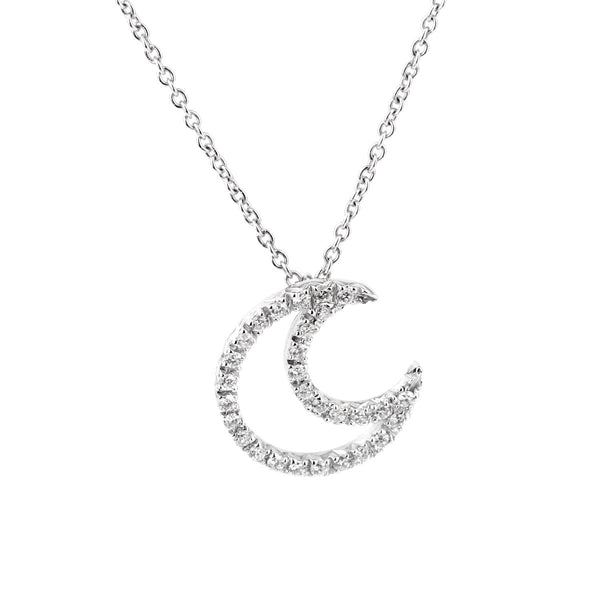 Zoccai Diamond Moon White Gold Necklace 0000965